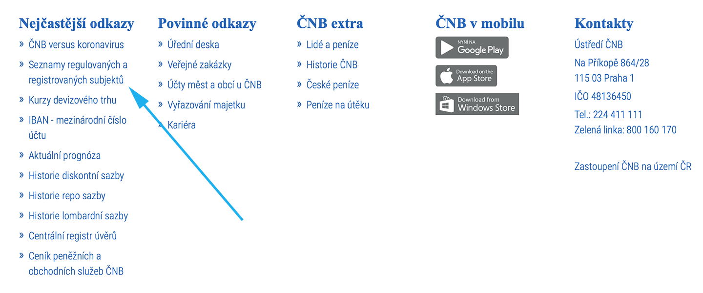 Krok 1. z webu cnb.cz