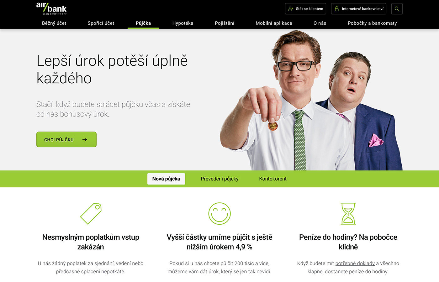 Náhled webu https://www.airbank.cz/produkty/pujcka/