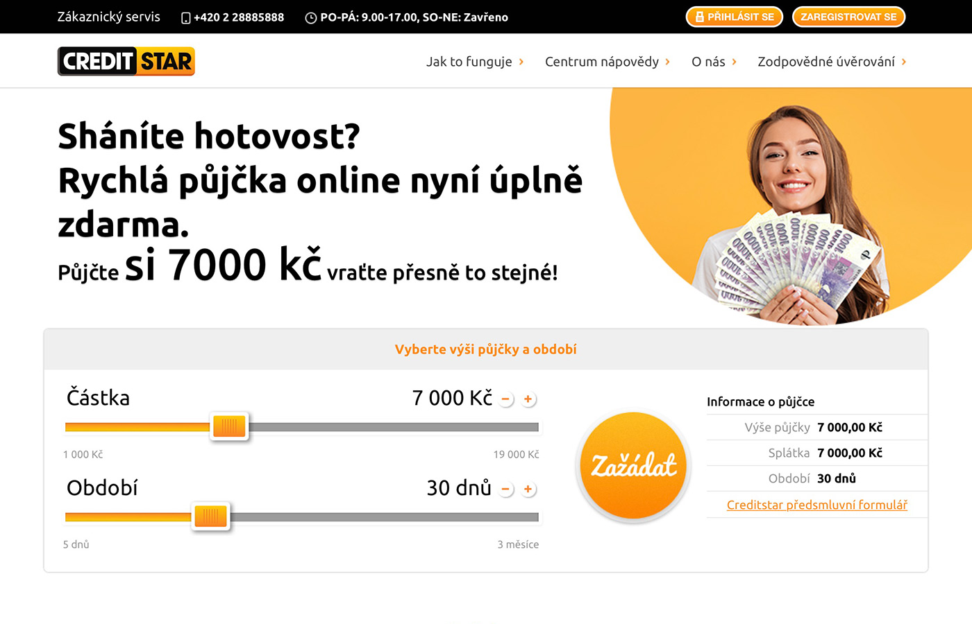 Náhled webu https://www.creditstar.cz