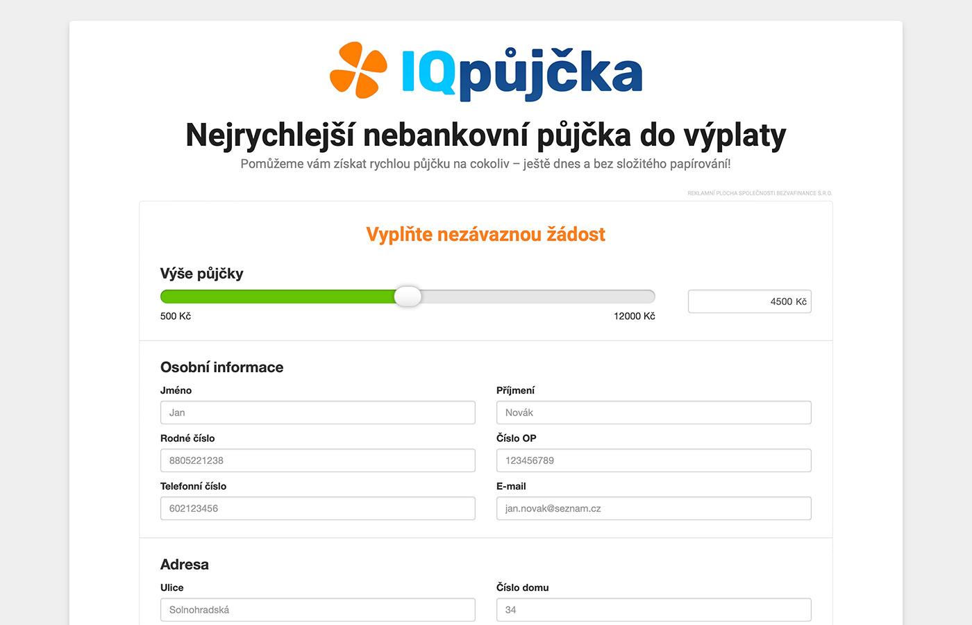 Náhled webu https://www.iqpujcka.top